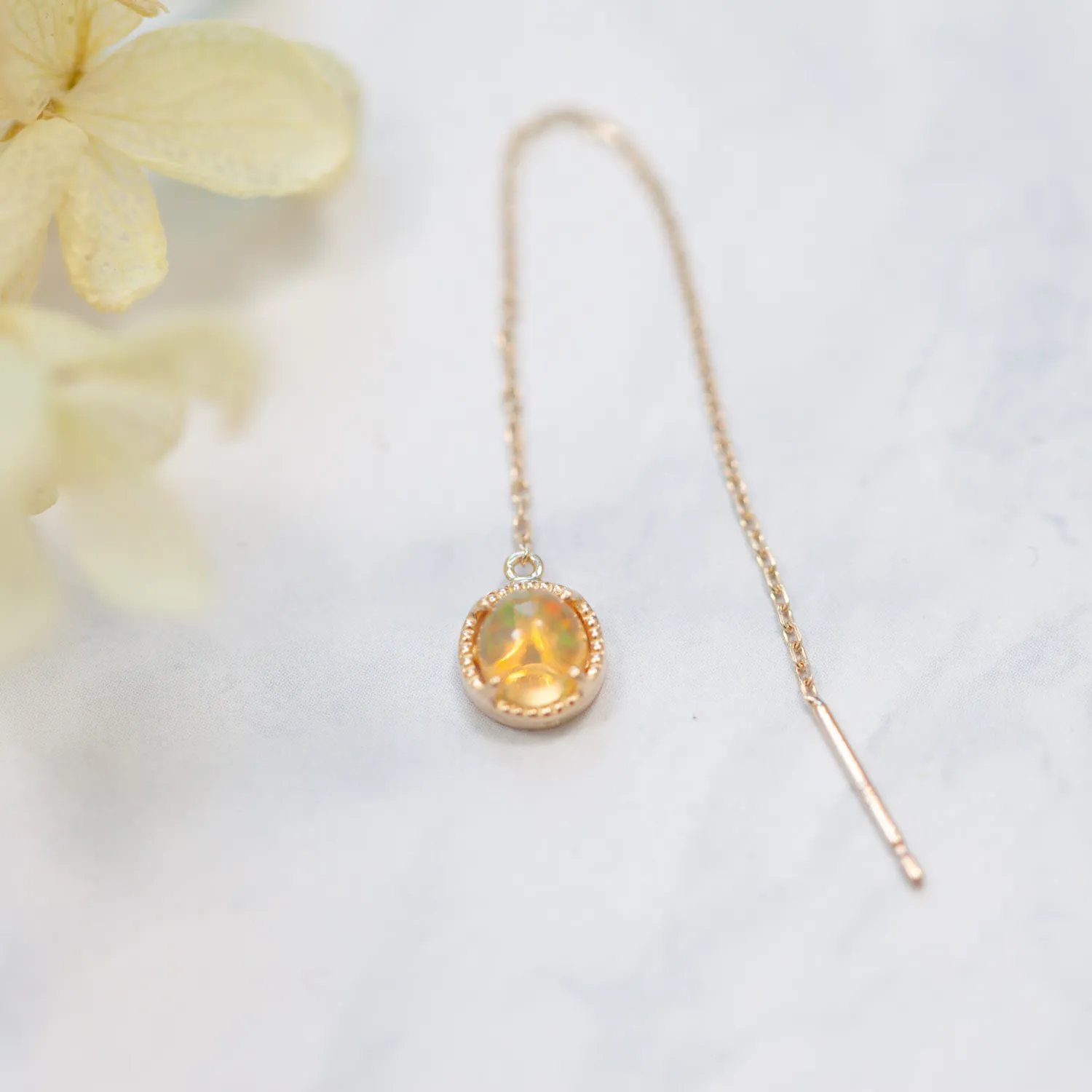 お持ち込みの石でチェーンピアス