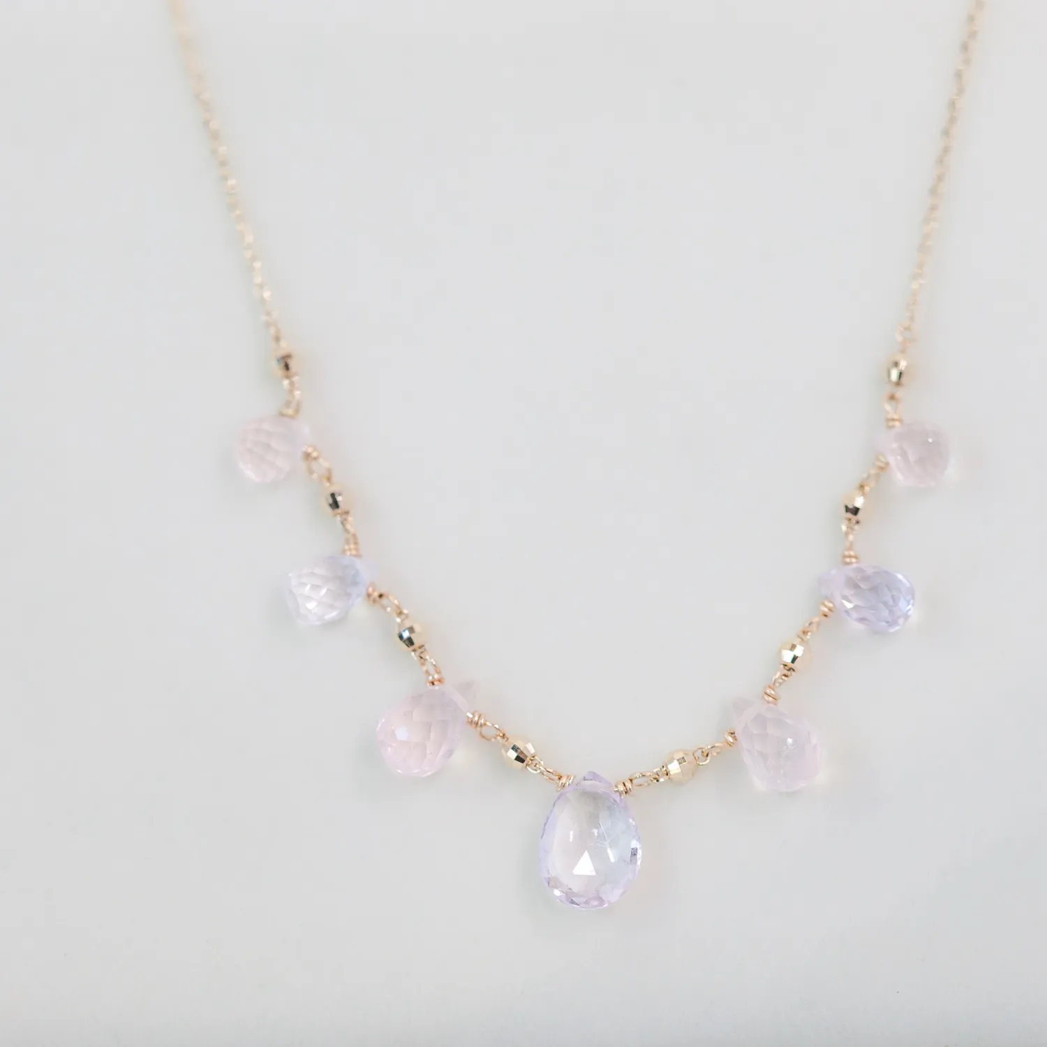 ピンクアメジストとローズクォーツのネックレス